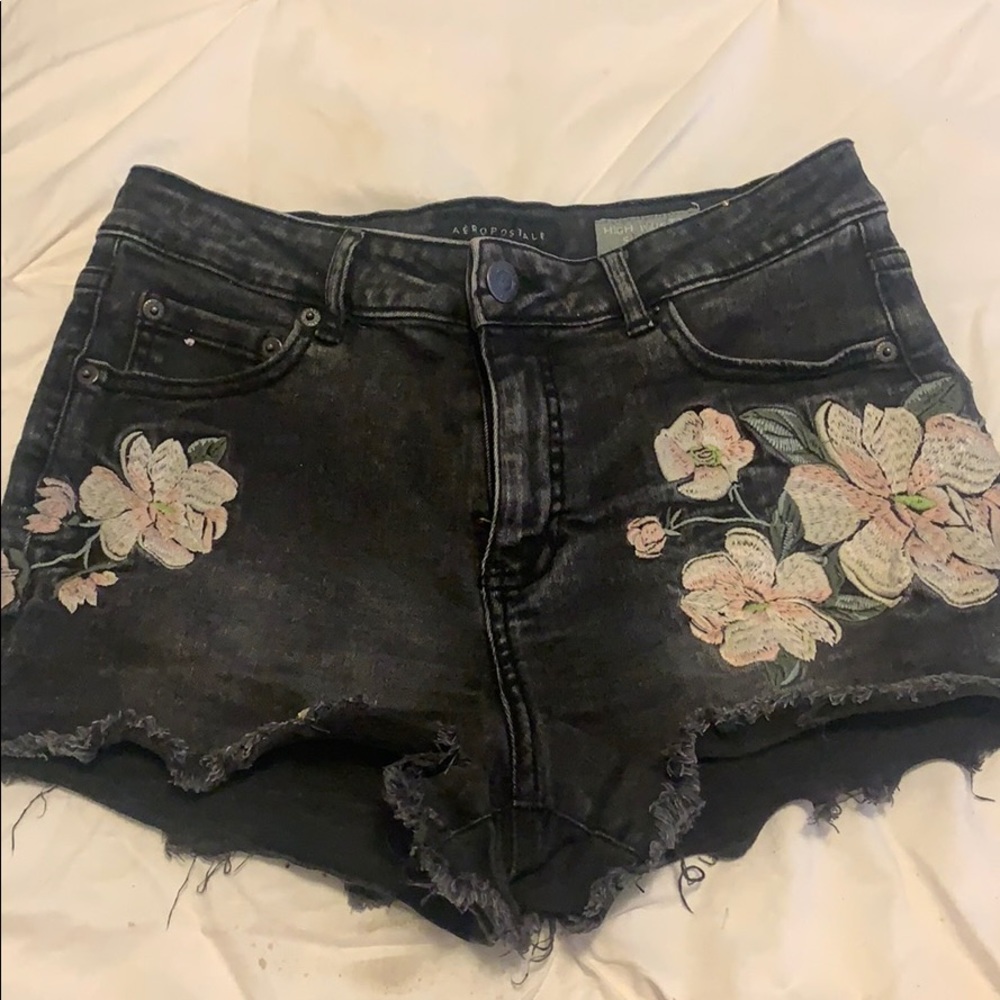 Black jean shorts